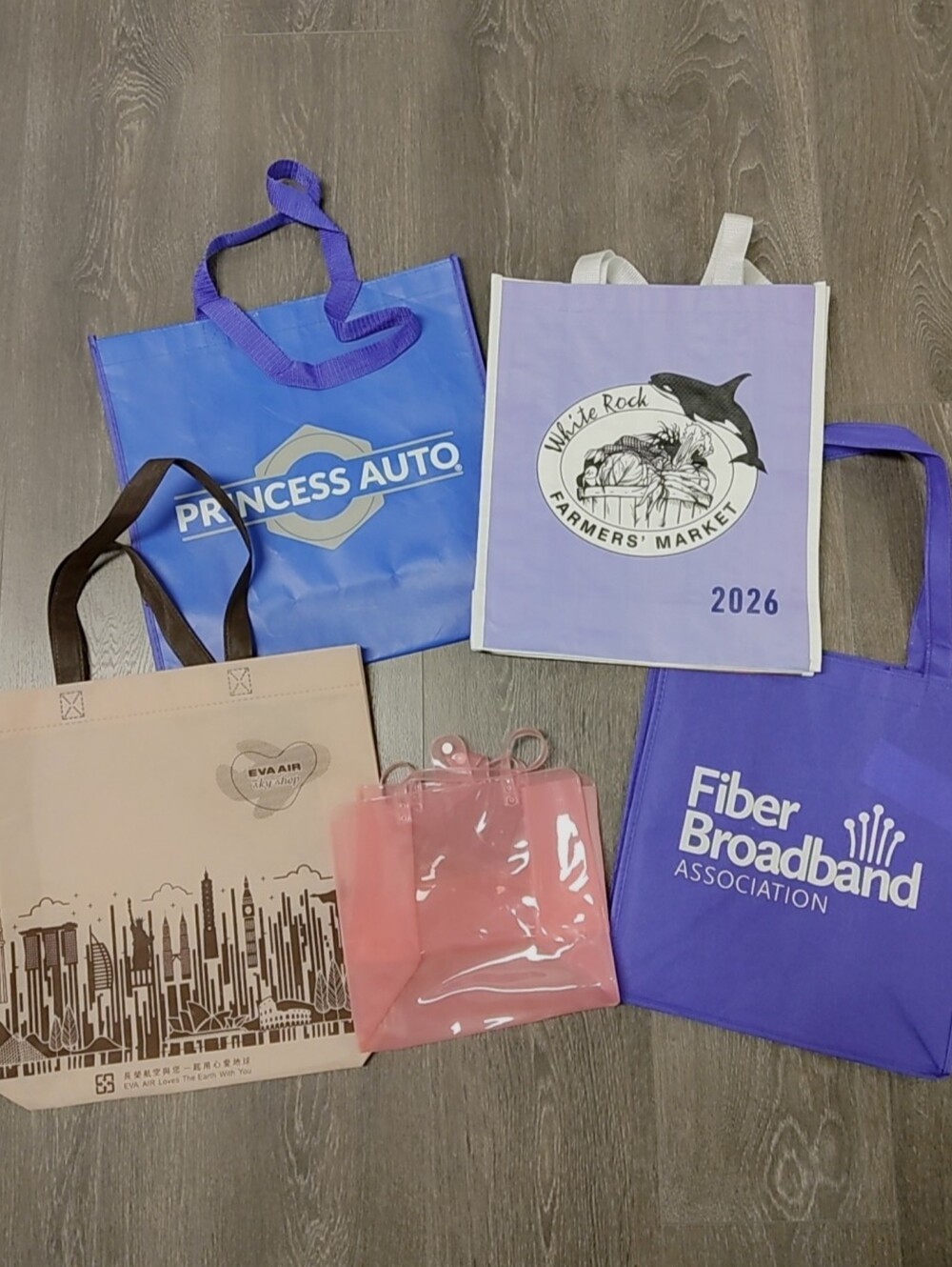 Assorted Reusable Tote Bags - Set Of 5